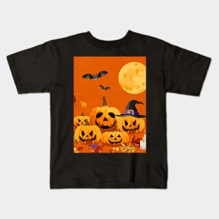 Autumn Pumpkin Midnight Kids T-Shirt